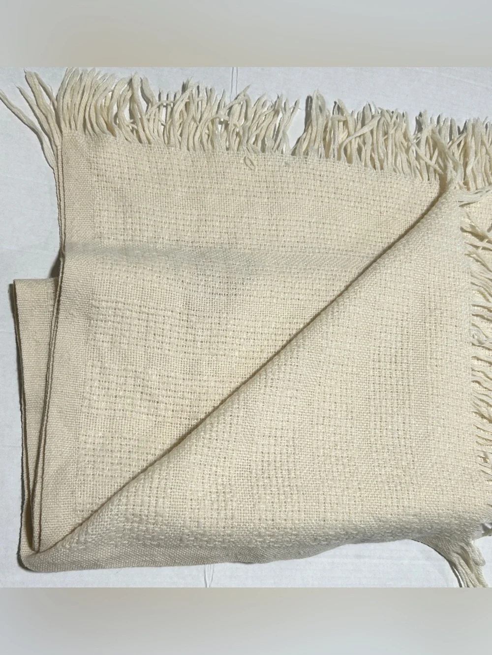 Faribault Cream Wool-Blend Throw Blanket